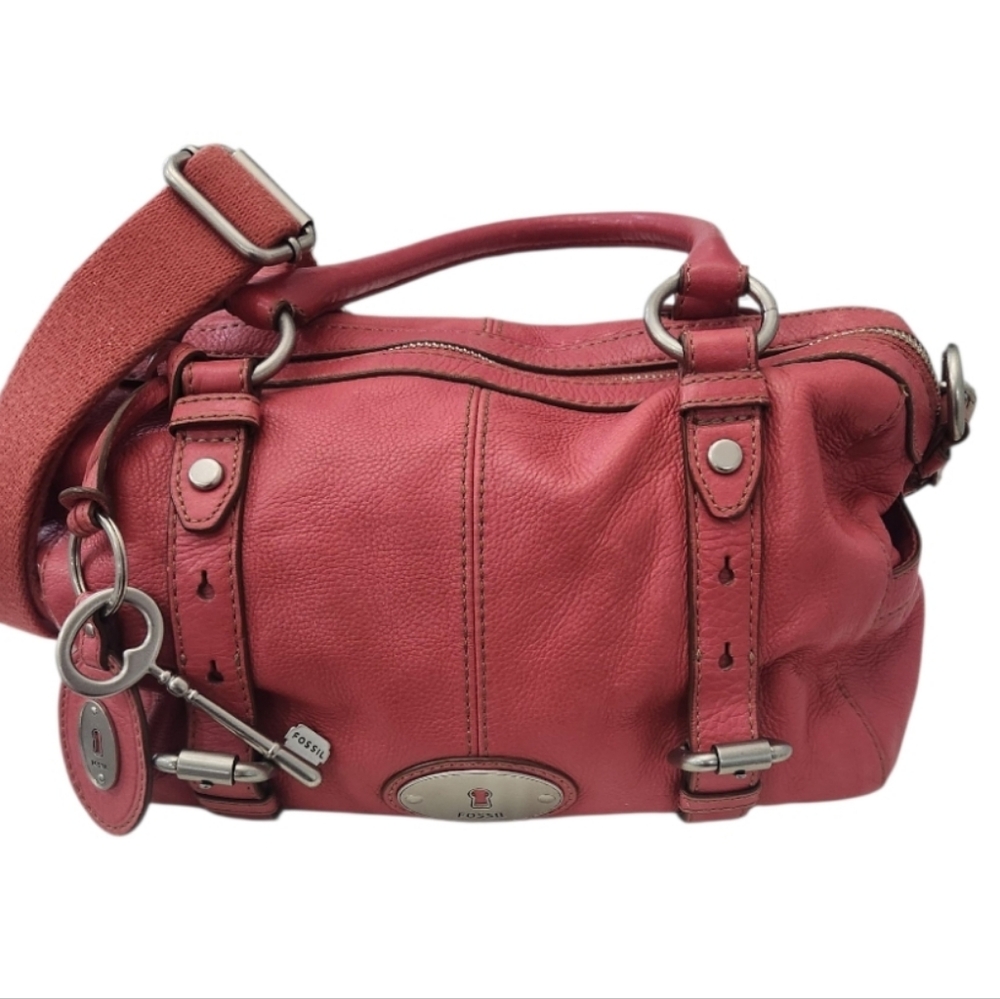 Fossil Maddox Satchel In Coral Pink